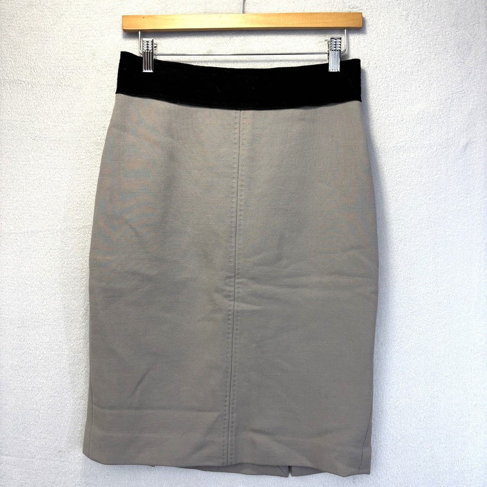 Vintage Per Se Wool Pencil Skirt Womens 4 Gray Black Knee Length Office